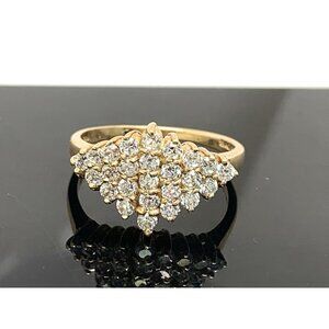 Cocktail Ring Clear Gemstone 10k Yellow Gold Cluster Women's Size 6.5